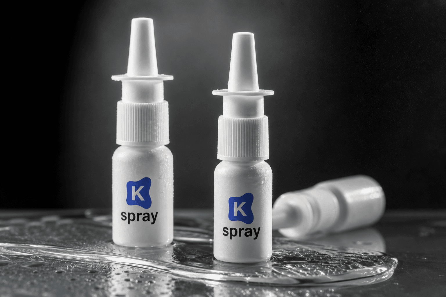 K-Spray nasal spray bottles arranged in a clinical product scene